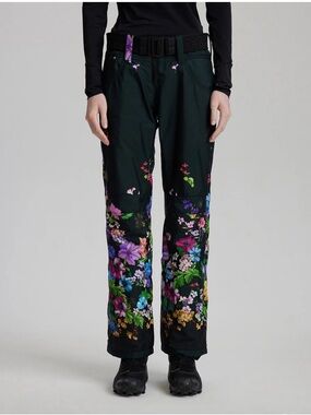 NWT Performance Ski Half Flower New Pant Belted Lined Ski Snowboard Pants, 44